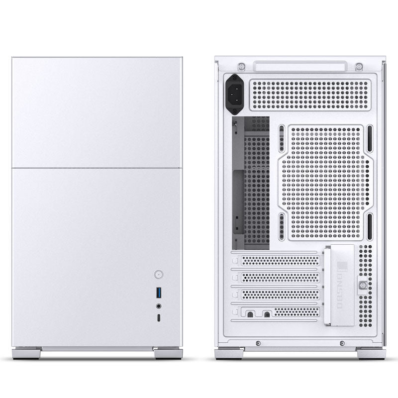 Jonsbo D31 kabinett Micro-ATX herdet glass hvit montert