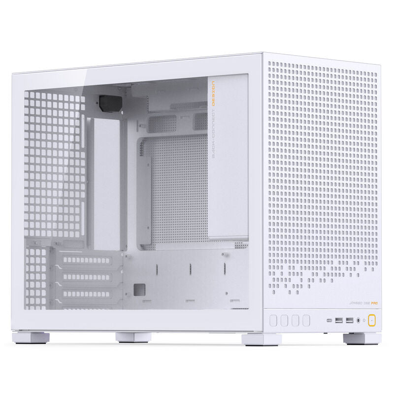 Jonsbo D32 PRO kabinett mATX herdet glass hvit forfra