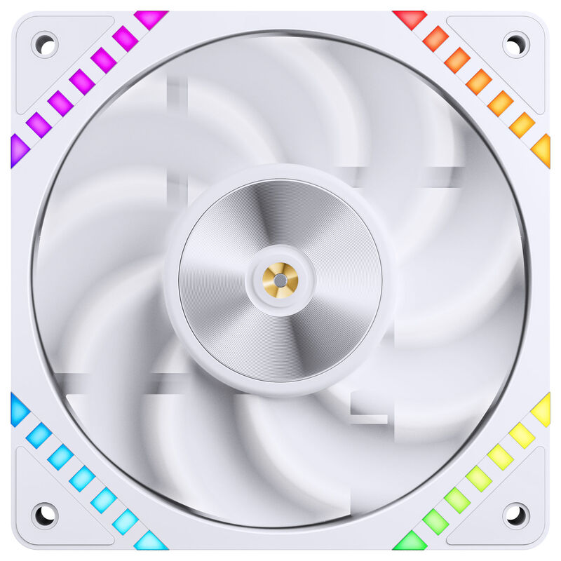 Detalj av ARGB LED-belysning på Jonsbo HF2-120 vifte 120 mm Reverse Blade PWM ARGB hvit