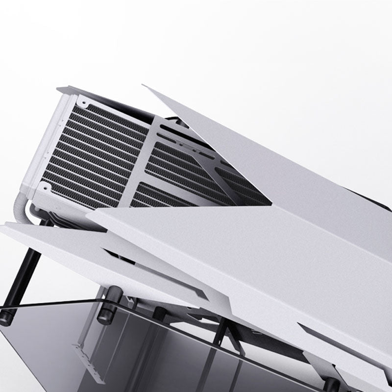 Oversikt over vifteplasser i Jonsbo MOD3 Mini Micro-ATX showcase-kabinett herdet glass hvit
