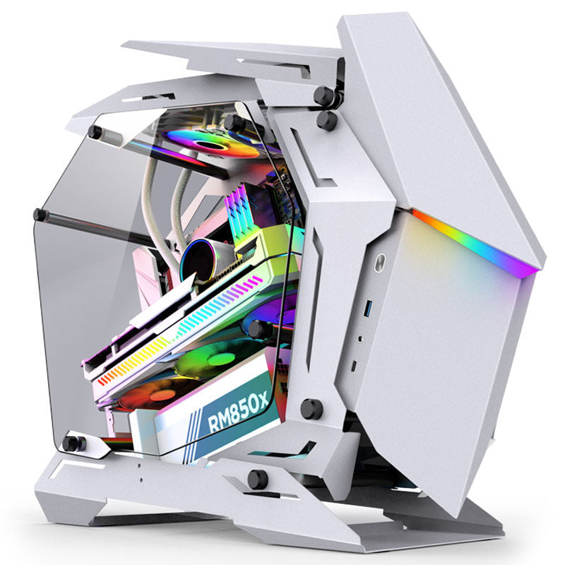 Jonsbo MOD3 Mini Micro-ATX showcase-kabinett herdet glass hvit med åpent rammedesign