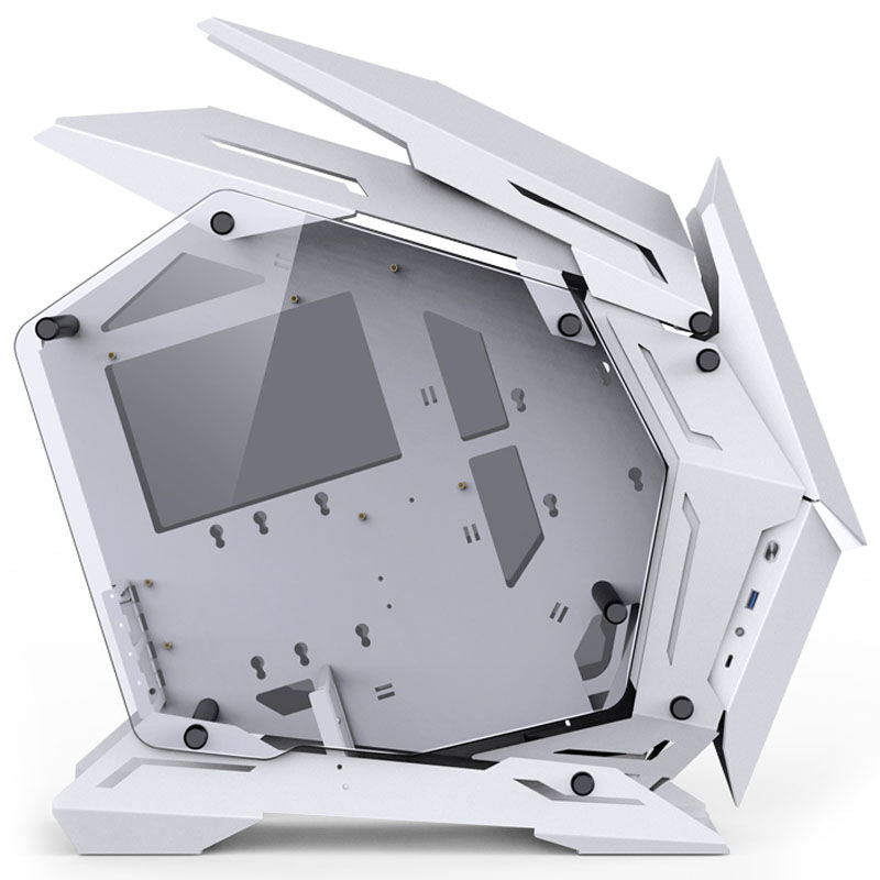 Sidepanel i tempered glass på Jonsbo MOD3 Mini Micro-ATX showcase-kabinett herdet glass hvit