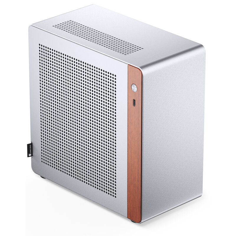 Jonsbo N10 kabinett Mini-ITX sølv aluminium montert med hovedkort