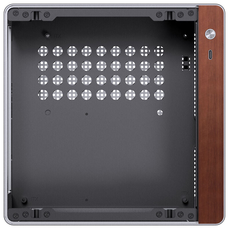 Jonsbo N10 kabinett Mini-ITX sølv aluminium oversikt over SSD-plasser