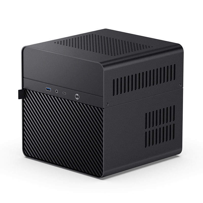 Jonsbo N2 Mini-ITX NAS kabinett svart detalj av hot-swap harddiskbrønn