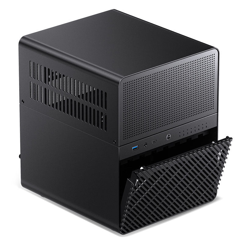 Jonsbo N3 NAS-kabinett Mini-ITX svart nærbilde av hot-swap-brett