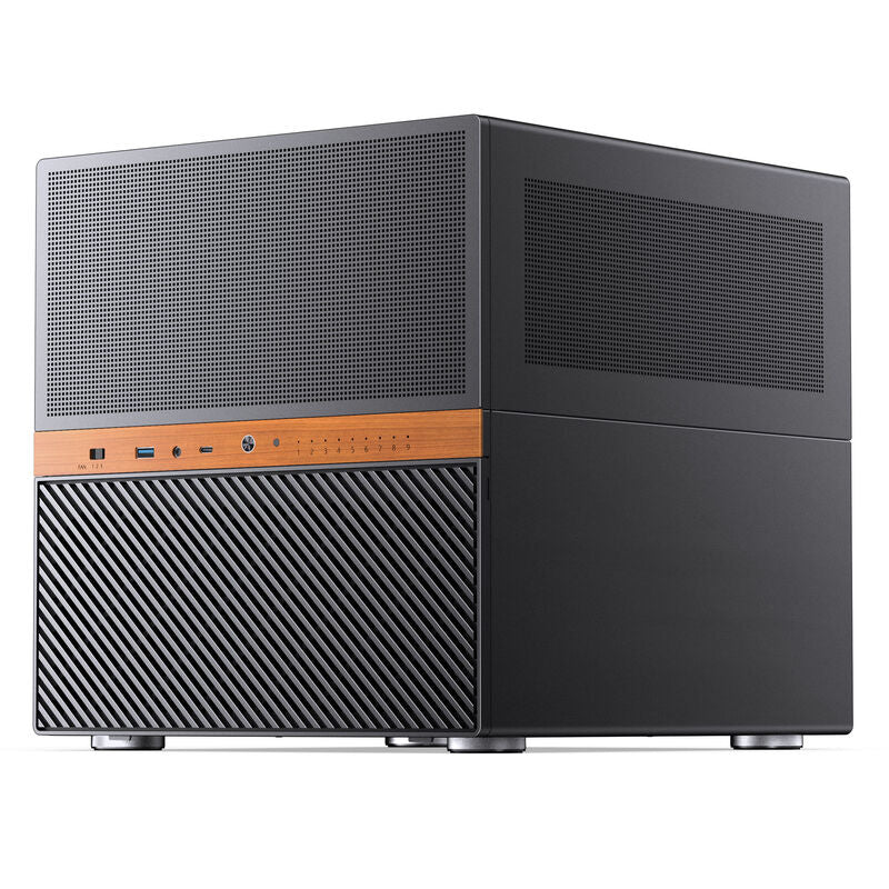 Jonsbo N6 NAS-kabinett Micro-ATX stål/mesh svart forfra