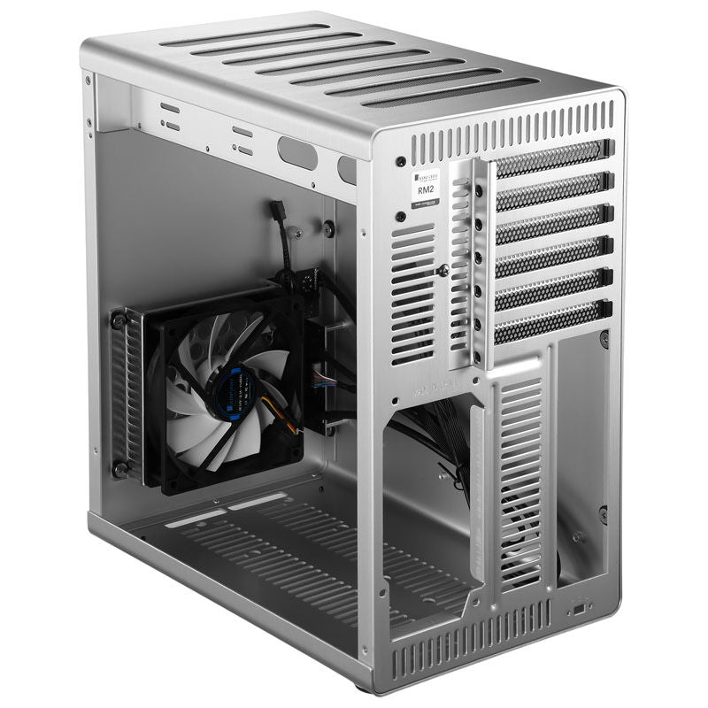 Detalj av Jonsbo RM2 kabinett midtårn ATX aluminium sølv