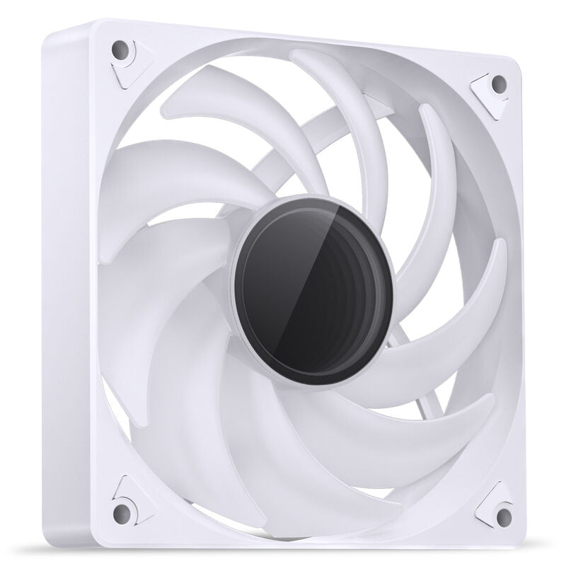 Jonsbo SL-120 PWM vifte ARGB 120 mm hvit nærbilde av RGB LED-lys