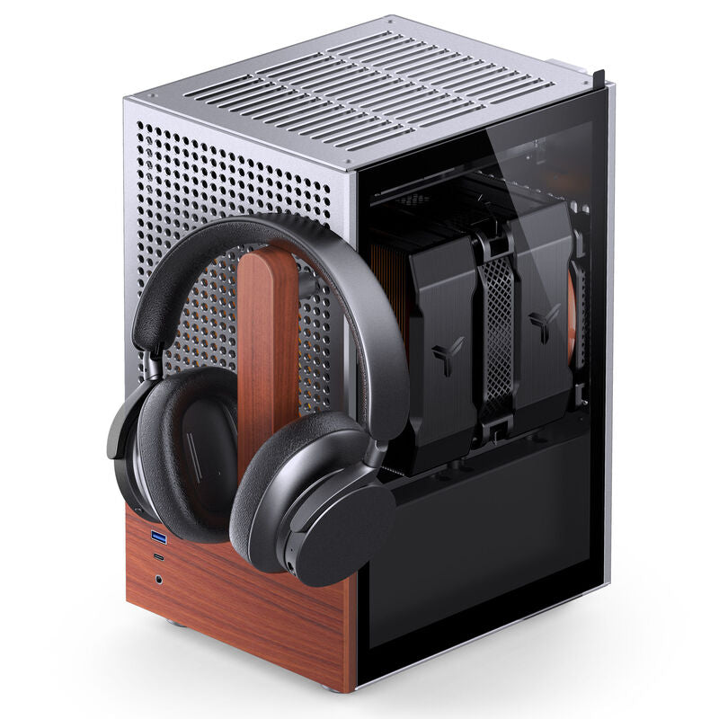 Jonsbo T6 kabinett Mini-ITX herdet glass valnøtt sølv bakside
