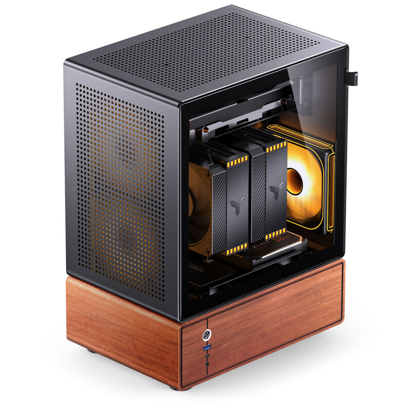Jonsbo T7 kabinett midtårn mATX herdet glass svart montert med hardware