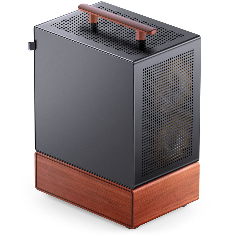 Nærbilde av Jonsbo T7 kabinett midtårn mATX herdet glass svart sidepanel