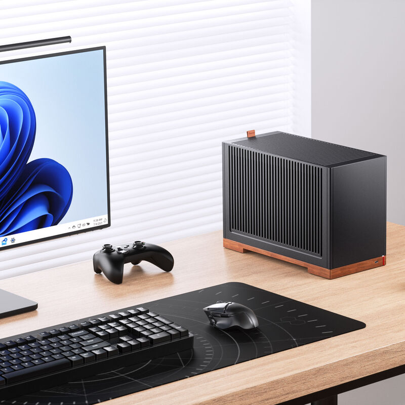 Jonsbo T9 Black Mini-ITX kabinett PCIe 5.0 riserkabel svart bakside