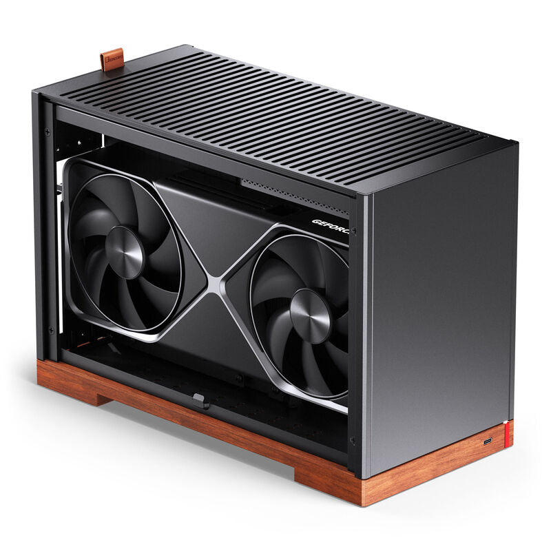 Jonsbo T9 Black Mini-ITX kabinett PCIe 5.0 riserkabel svart montert i PC