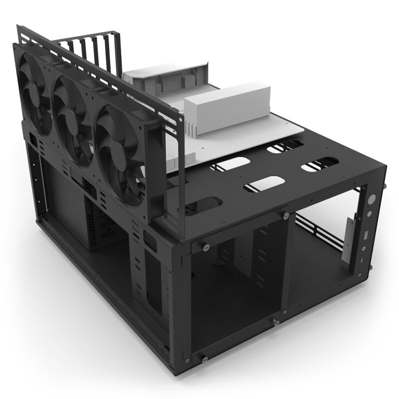 Sideprofil av Jonsbo TB01 Benchtable kabinett E-ATX svart