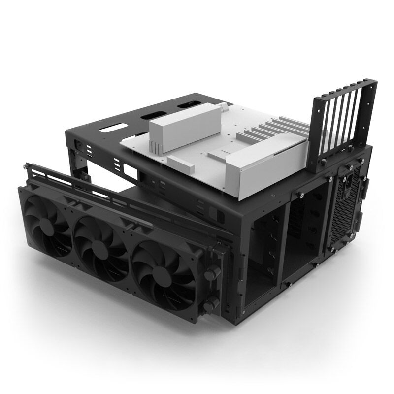 Jonsbo TB01 Benchtable kabinett E-ATX svart med radiator installert