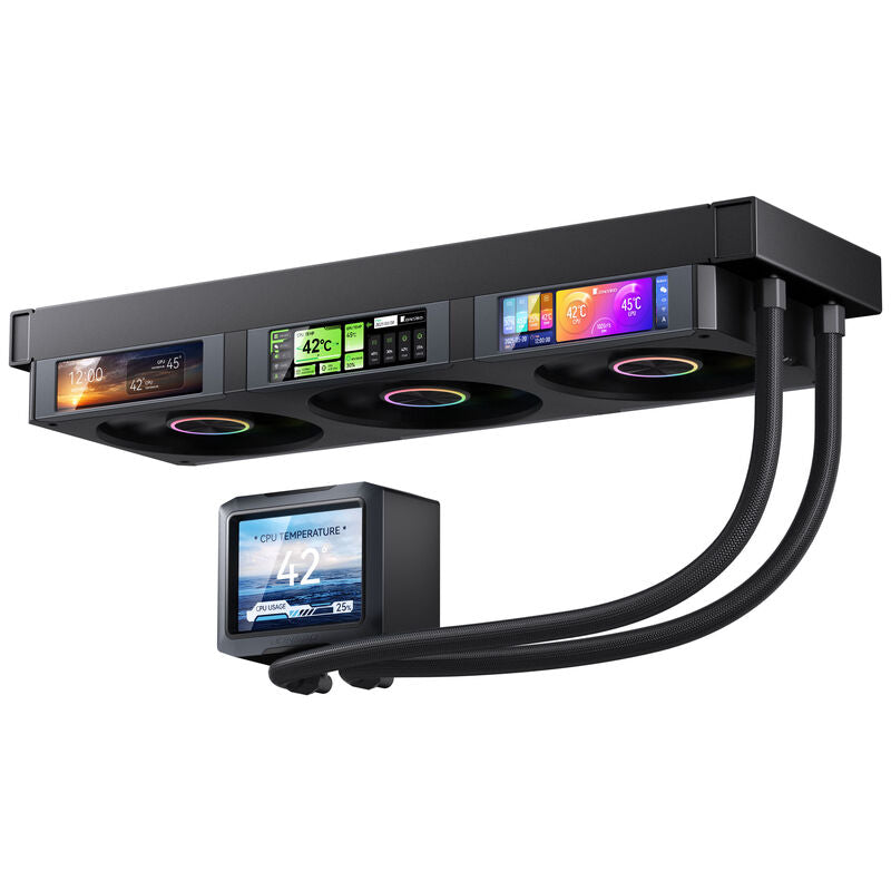 Jonsbo TF3-360SCB AIO vannkjøling 360 mm ARGB LCD-skjerm svart montert i PC