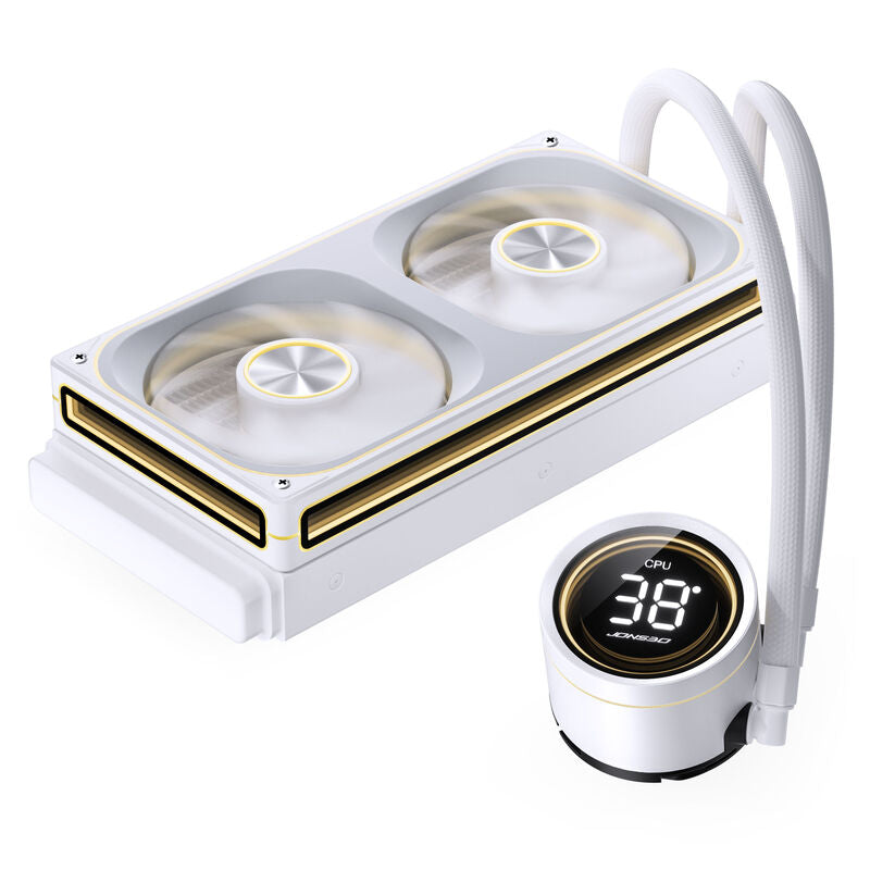 Jonsbo TH-240 AIO vannkjøling ARGB 240 mm hvit montert i PC