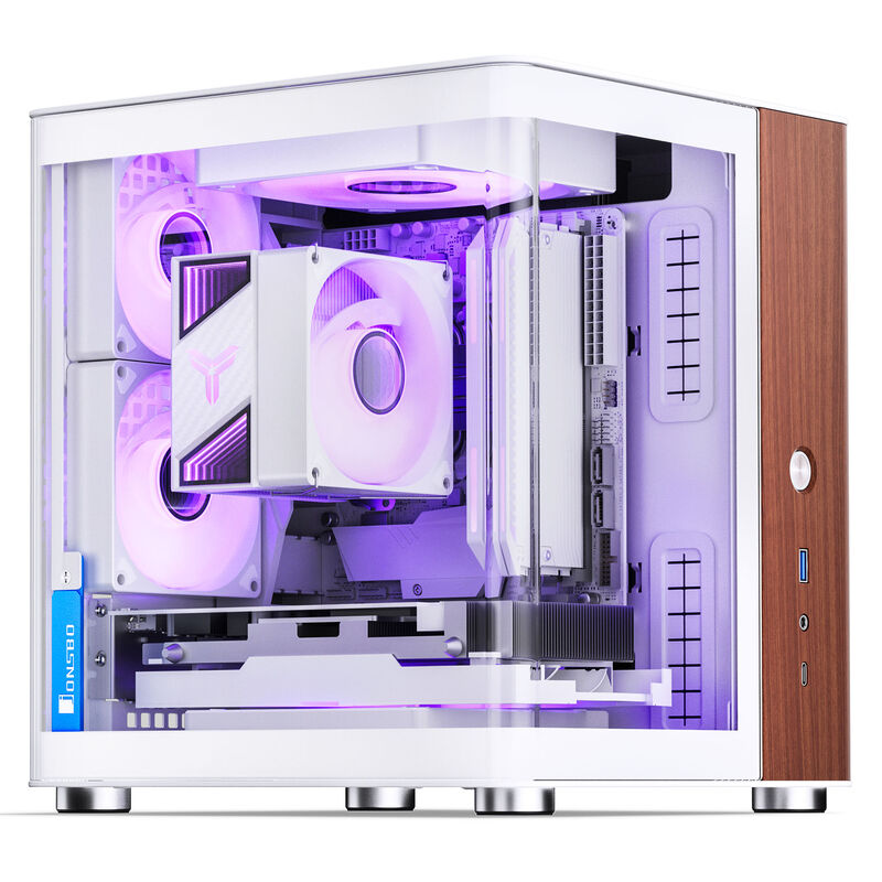 Jonsbo TK-0 kabinett minitårn Mini-ITX herdet glass hvit bakside
