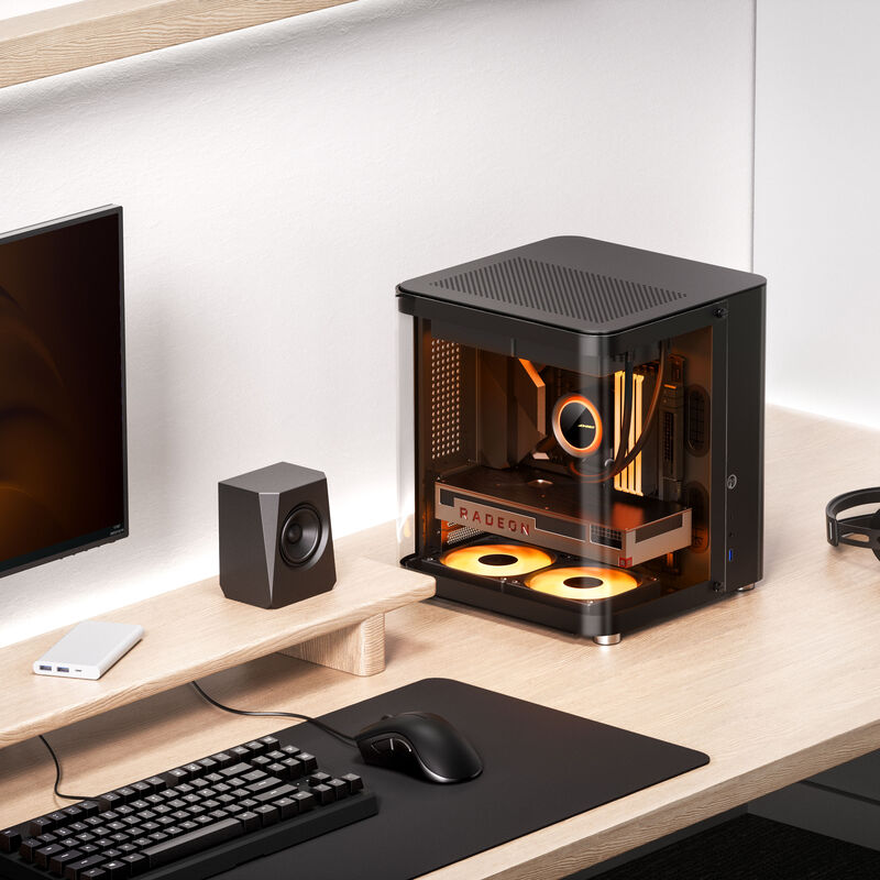 Jonsbo TK-1 2.0 kabinett Micro-ATX herdet glass svart bakside