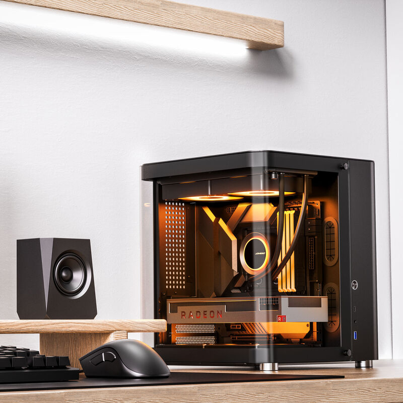 Detaljbilde av Jonsbo TK-1 2.0 kabinett Micro-ATX herdet glass svart