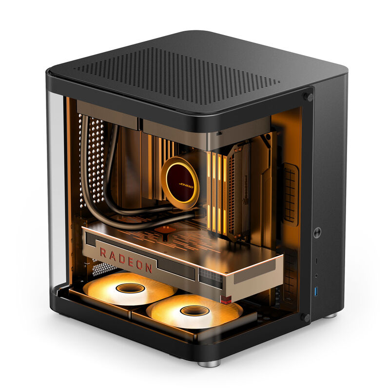 Jonsbo TK-1 2.0 kabinett Micro-ATX herdet glass svart montert med hardware
