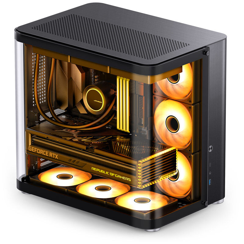 Jonsbo TK-2 2.0 kabinett midtårn herdet glass svart detalj av frontpanel