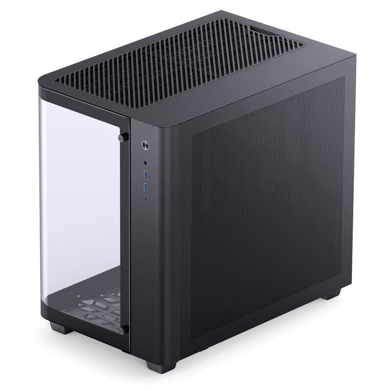 Nærbilde av frontpanel på Jonsbo TK-3 kabinett midtårn ATX svart