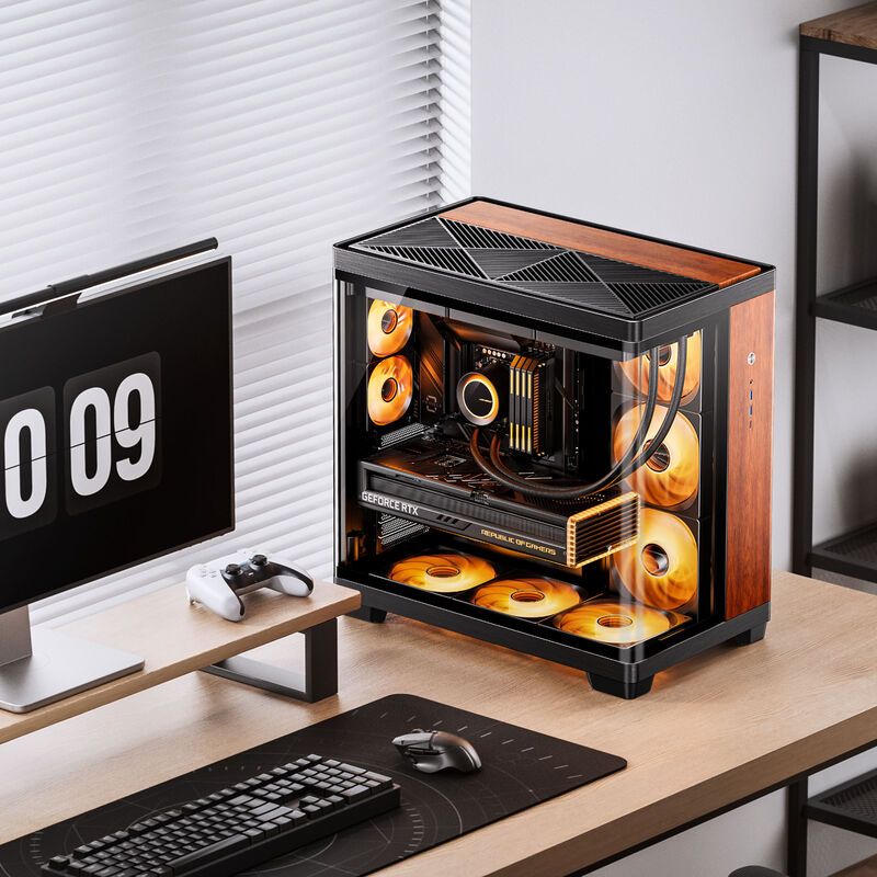 Jonsbo TK-4 Wood kabinett midtårn ATX herdet glass svart bakside