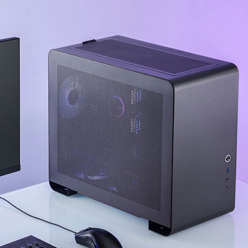 Jonsbo U4 Mini Mesh Micro-ATX kabinett svart logo detalj