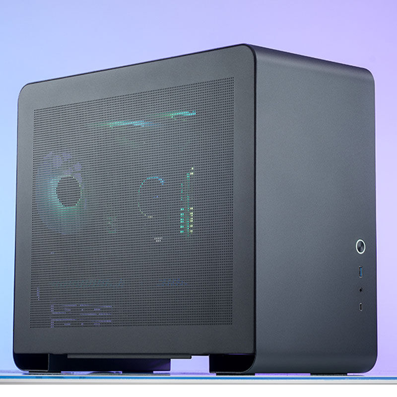 Jonsbo U4 Mini Mesh Micro-ATX kabinett svart med grafikkort montert