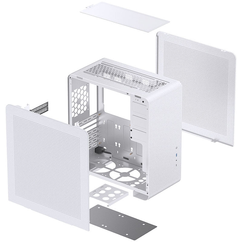 Jonsbo U4 Pro Mesh kabinett midtårn ATX hvit åpen sidepanel