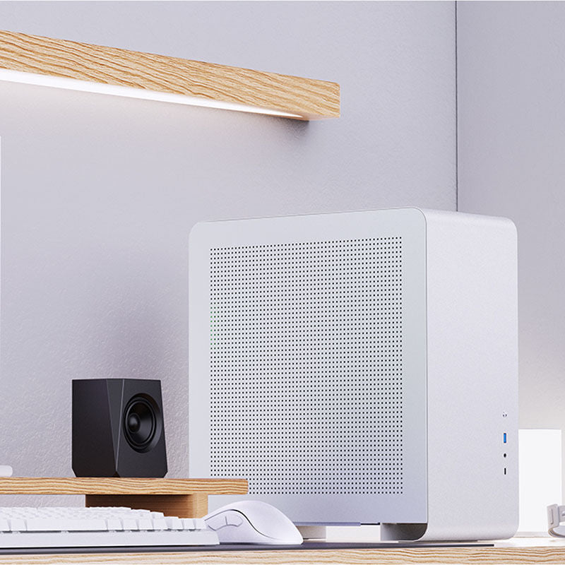 Jonsbo U4 Pro Mesh kabinett midtårn ATX hvit oversikt over tilkoblinger