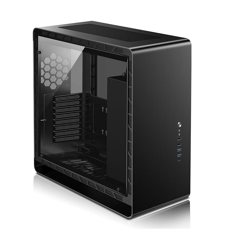 Jonsbo UMX6S E-ATX kabinett midtårn herdet glass svart forfra