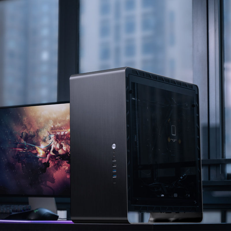 Jonsbo UMX6S E-ATX kabinett midtårn herdet glass svart I/O panel