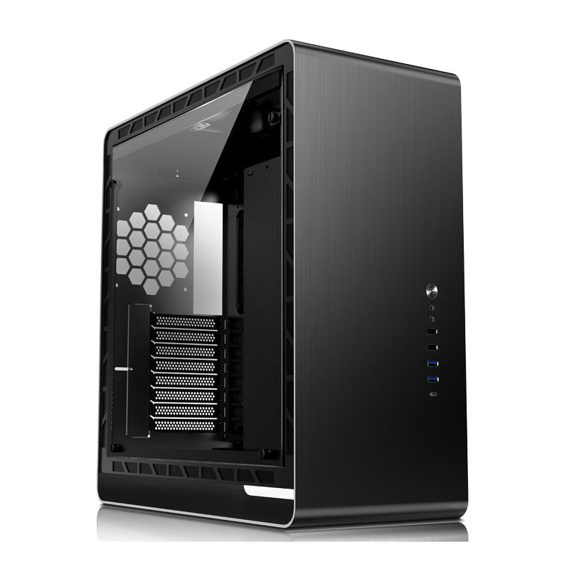 Jonsbo UMX6S E-ATX kabinett midtårn herdet glass svart bakside