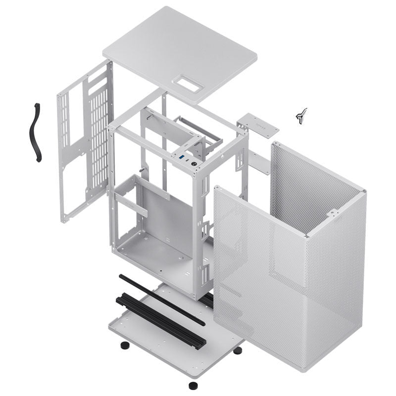Jonsbo VR3 Mini-ITX kabinett PCIe 4.0 hvit montert med radiator