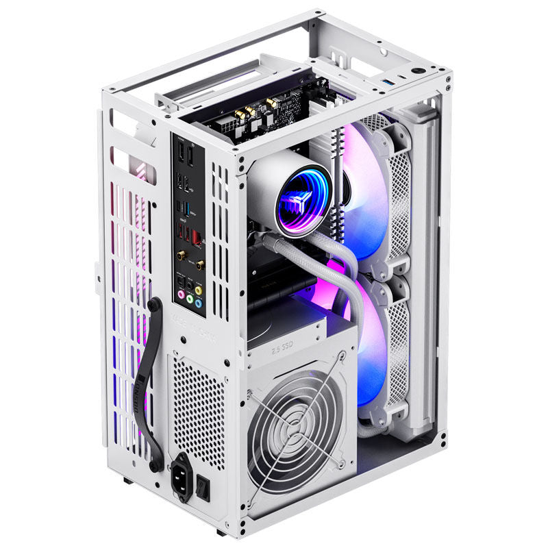 Jonsbo VR3 Mini-ITX kabinett PCIe 4.0 hvit med RGB belysning