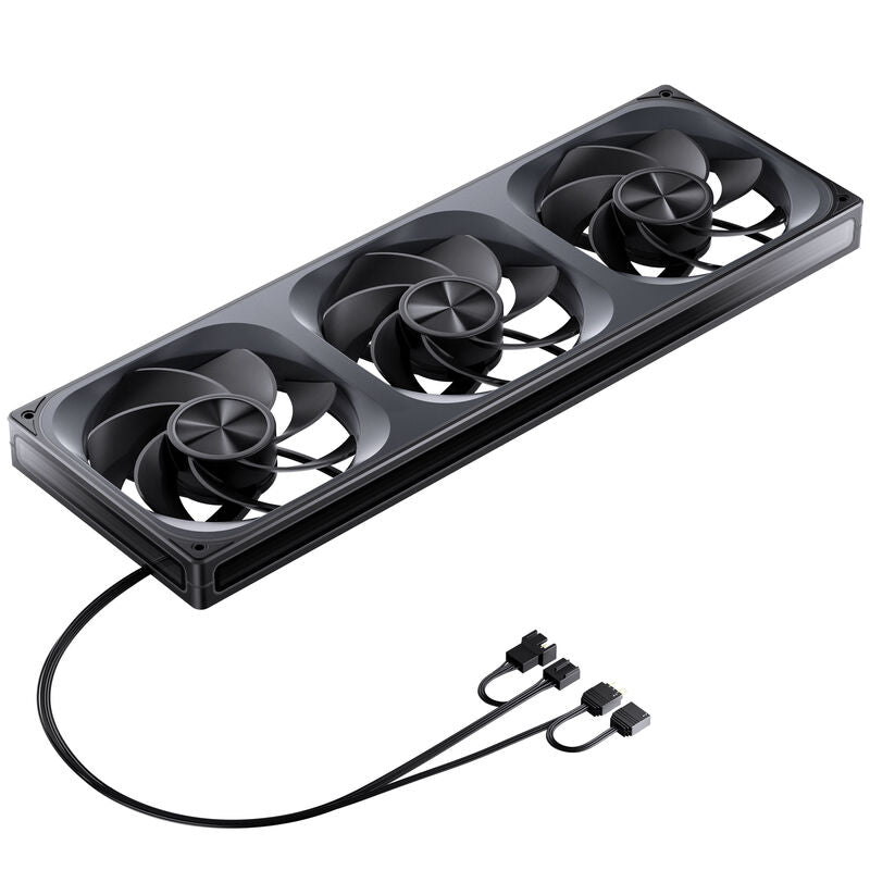 Jonsbo ZA-420BR PWM vifte 3x 140 mm reverse ARGB svart RGB effektdetalj