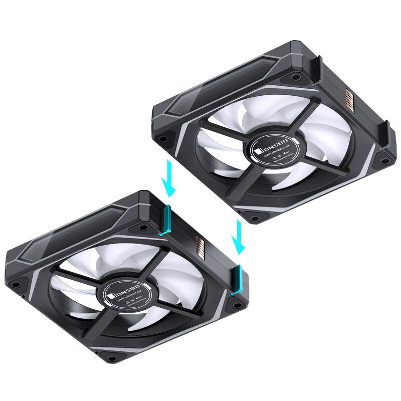 Oversikt av Jonsbo ZL-120BR reverse vifte 3-pakk 120 mm PWM ARGB svart sett