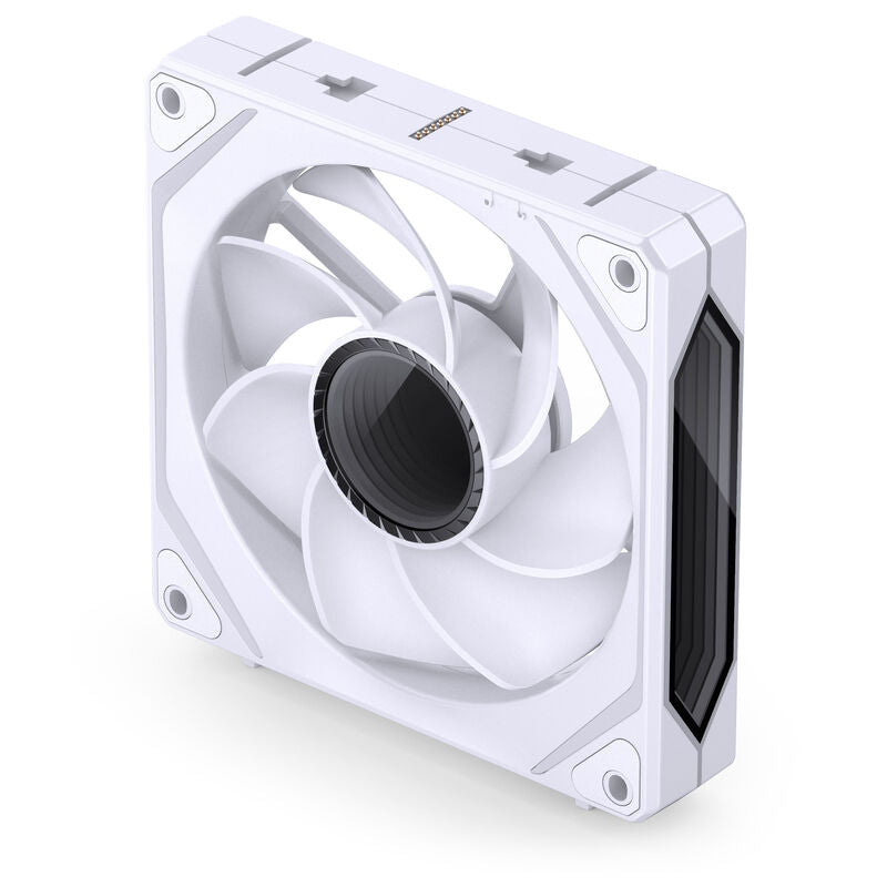 Nærbilde av vifteblad på Jonsbo ZL-120WR Reverse Blade PWM ARGB vifte 3-pack 120 mm hvit