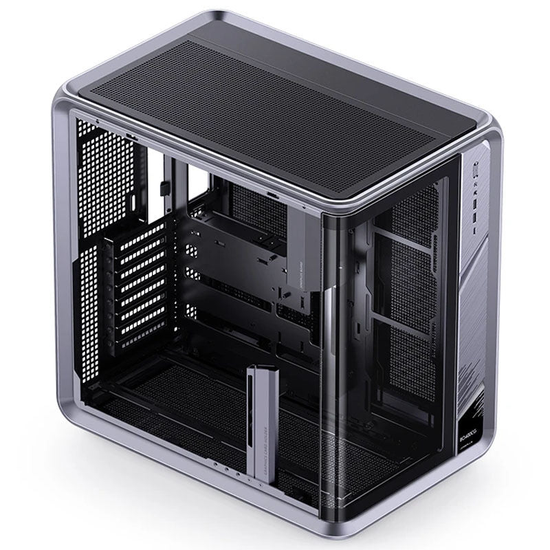 Jonsplus BO400CG kabinett midtårn ATX herdet glass grå bakside