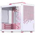 Jonsplus Z20 Micro-ATX kabinett med bærehåndtak hvit/rosa forfra