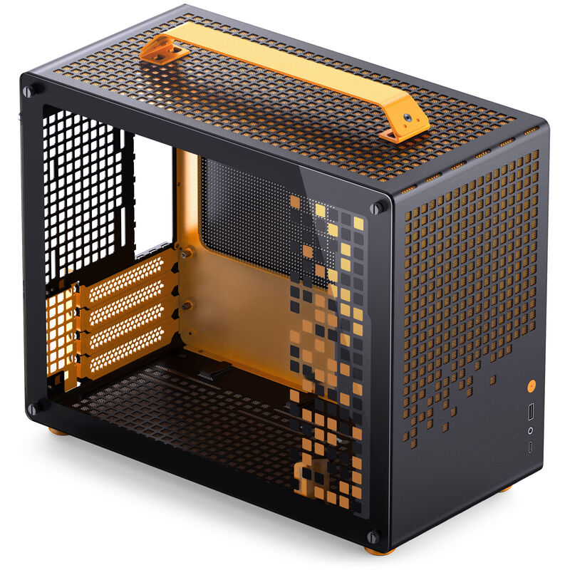 Jonsplus Z20 Micro-ATX kabinett med bærehåndtak svart/orange bakside