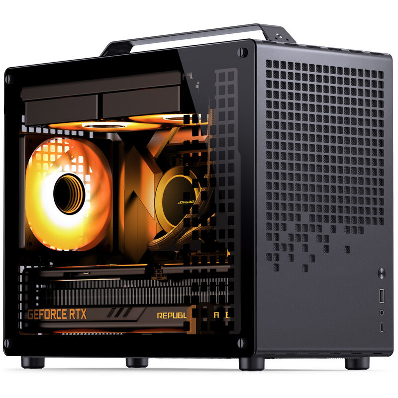 Jonsplus Z20 Micro-ATX kabinett med bærehåndtak svart bakside
