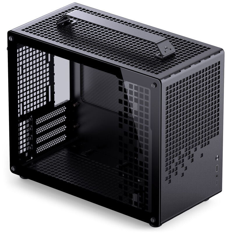 Jonsplus Z20 Micro-ATX kabinett med bærehåndtak svart detalj av bærehåndtak