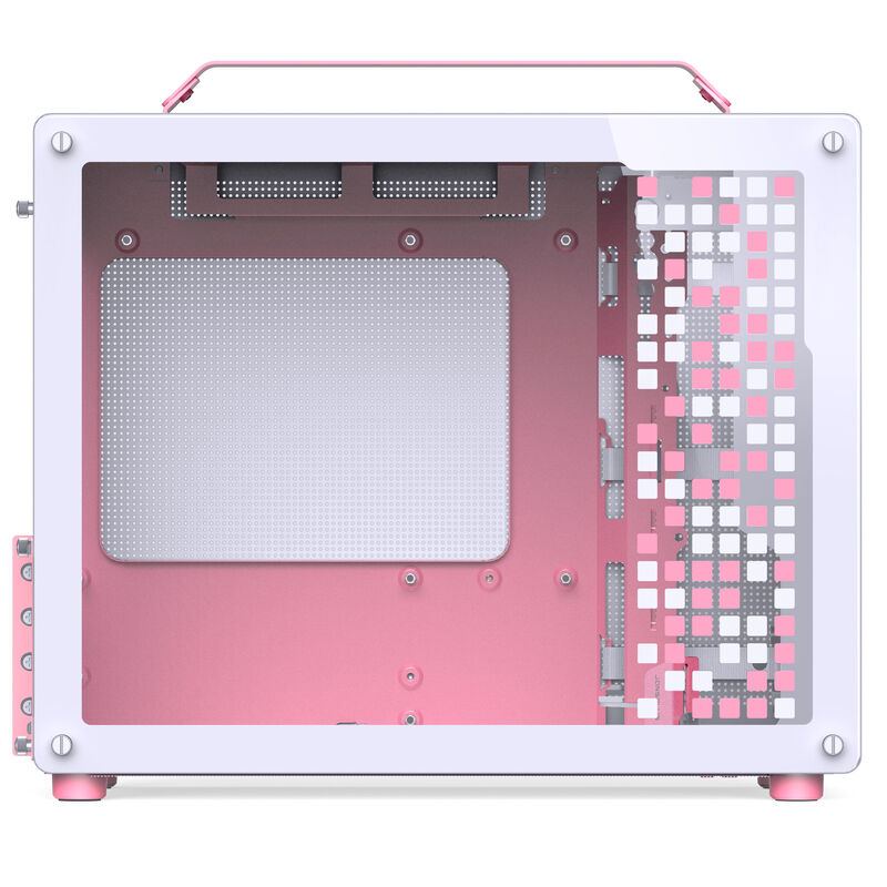 Jonsplus Z20 Micro-ATX kabinett med bærehåndtak hvit/rosa montert