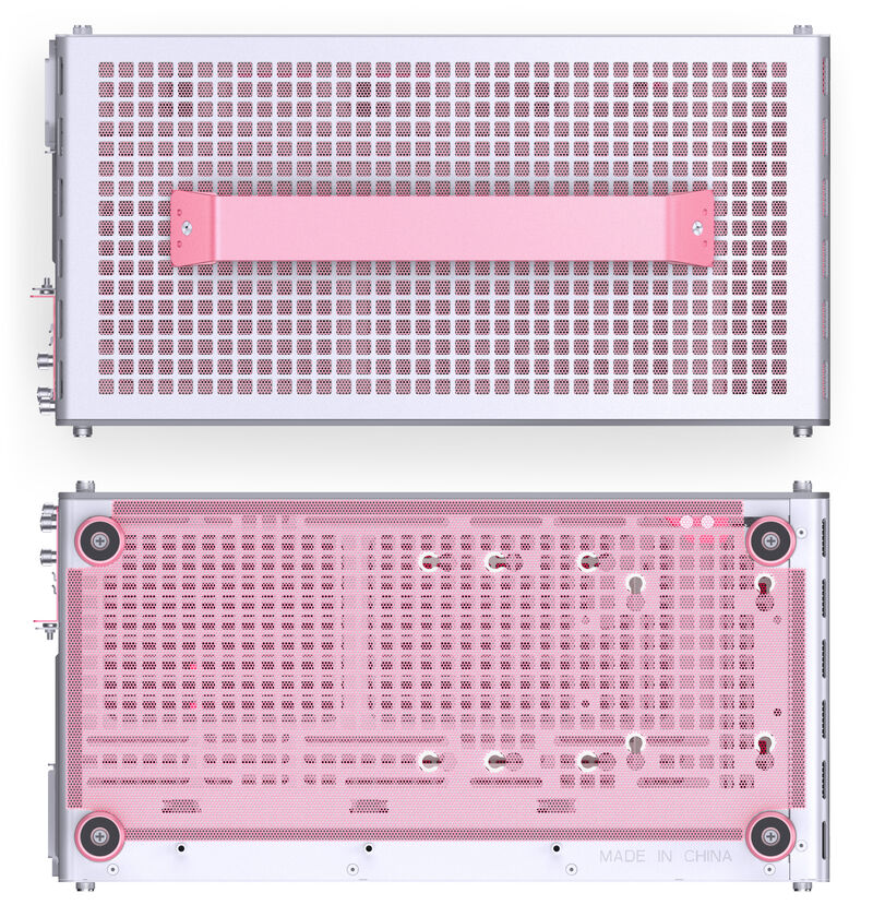 Jonsplus Z20 Micro-ATX kabinett med bærehåndtak hvit/rosa oversikt