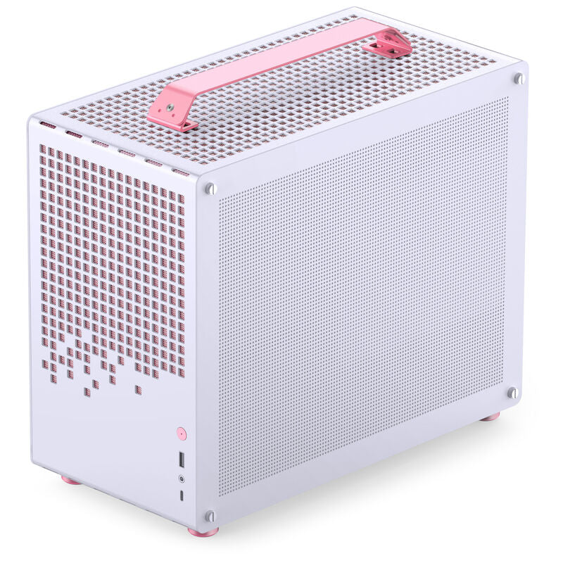 Detalj av ventilasjon på Jonsplus Z20 Micro-ATX kabinett hvit/rosa