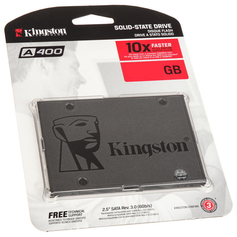 Kingston A400 2,5" SSD 480 GB SATA III montert